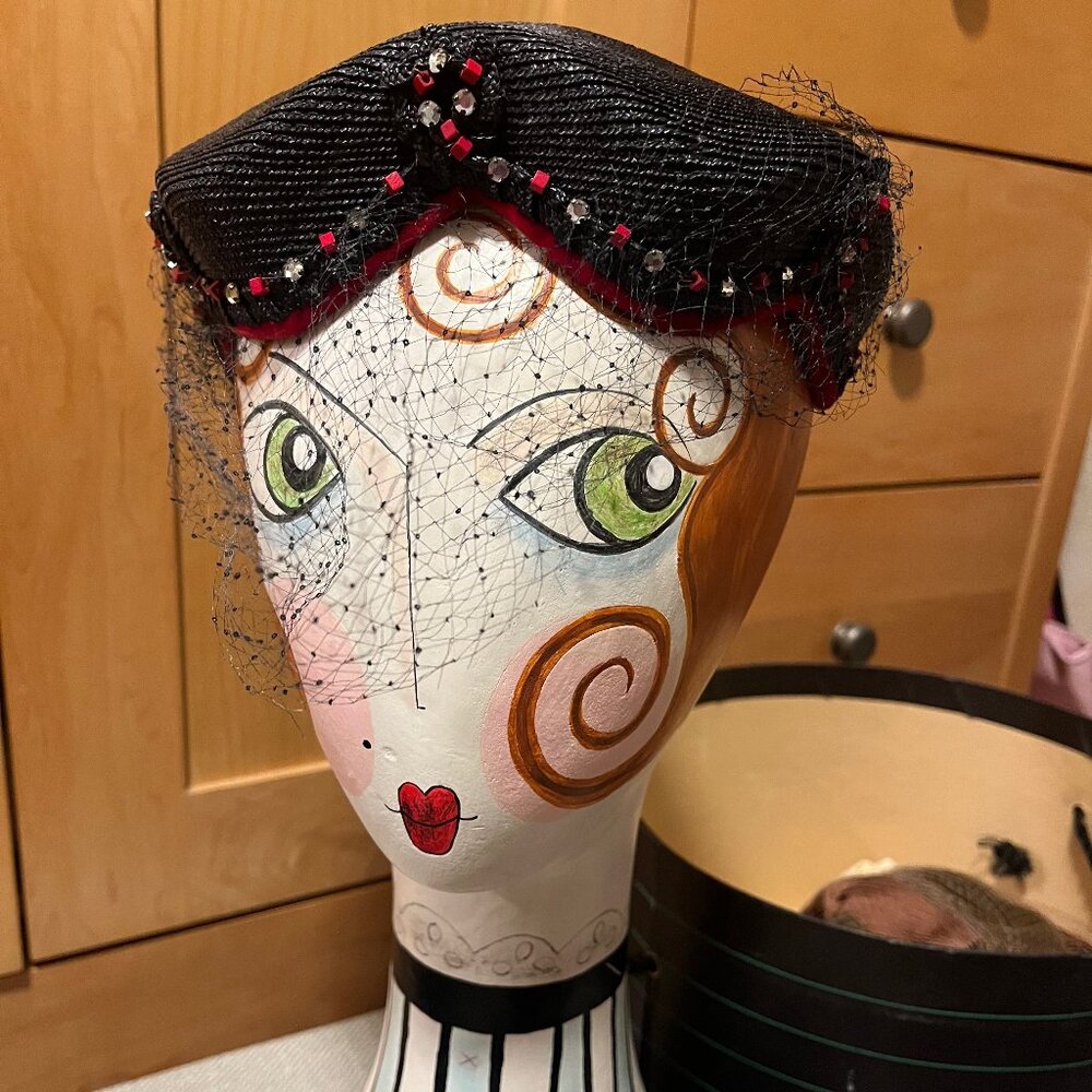 Frances & Walter Nelkin Vintage 1940s black and red hat